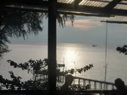View of the beach from the restaurant